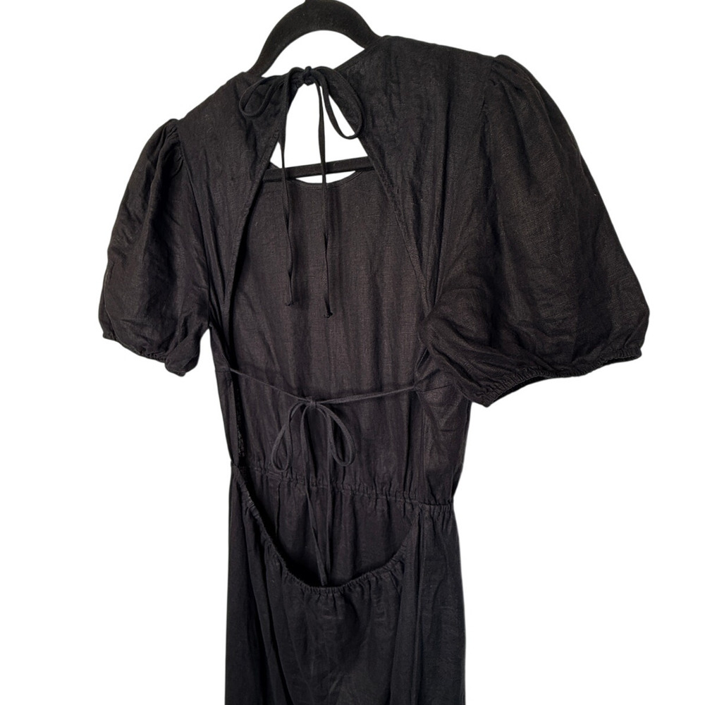 Reformation 12 Anneliese Linen Midi Dress $248 Puff Sleeve Backless Fit Flare - Picture 8 of 15